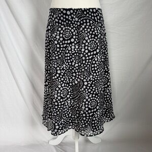 Hillard & Hanson Black and White polka dot Swirl Skirt